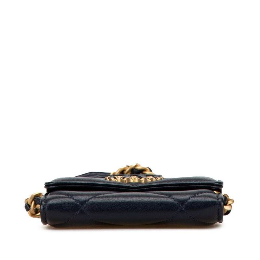 Pre Loved chanel 19 Flap Card Holder Quilted Design Women blue | blue Card - Picture 3 of 8